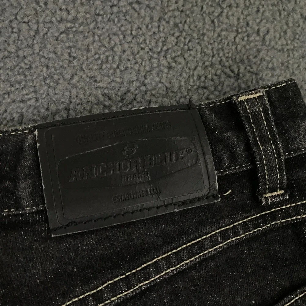 VTG Y2K Anchor Blue Beyond Baggy Jeans FITS 30x30 Black Relaxed Skater Wide Leg
